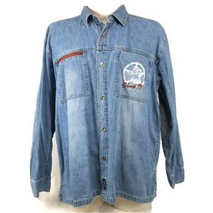 VTG Bugle Boy Blue Denim Shirt L